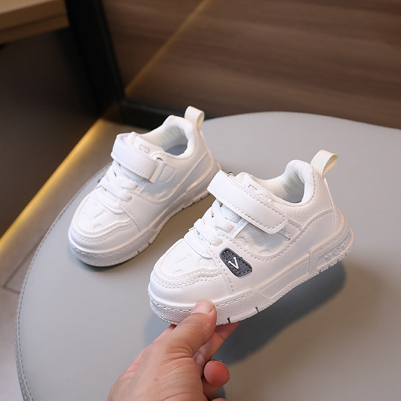 Clearance sale: kids' white sneakers - spring/autumn collection - boys' and girls' casual sneakers, soft sole, autumn style, baby girls' athletic shoes