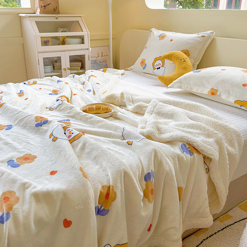 Winter Flannel Blanket Thickened Warm Lamb Fleece Blanket Office Nap Coral Fleece Blanket Milk Fleece Blanket