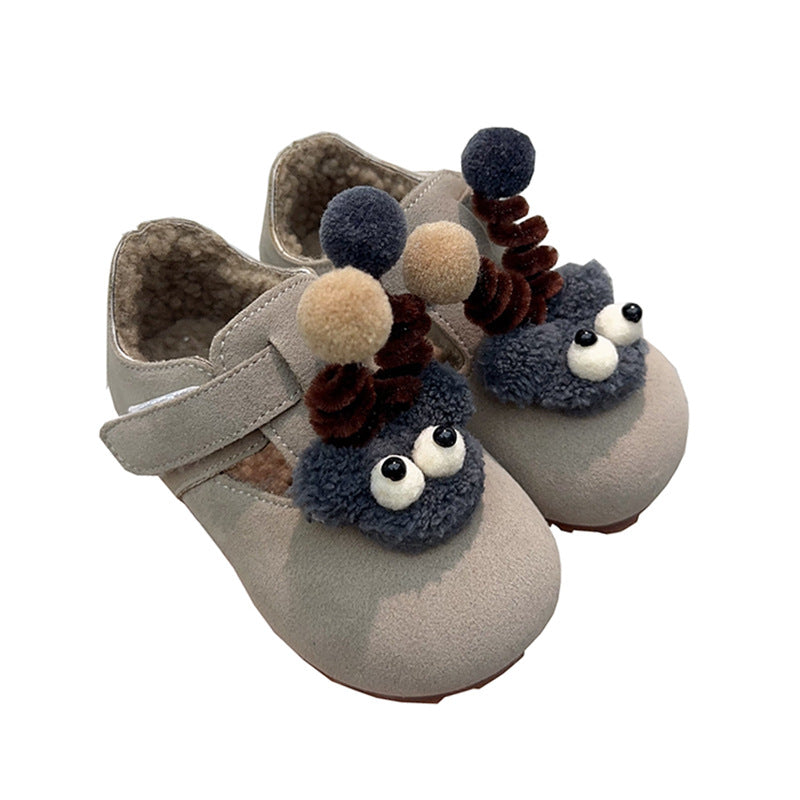 Children's versatile Doudou shoes 2024 autumn and winter Korean version of boys' velvet cotton shoes girls' cute warm Birkenstocks