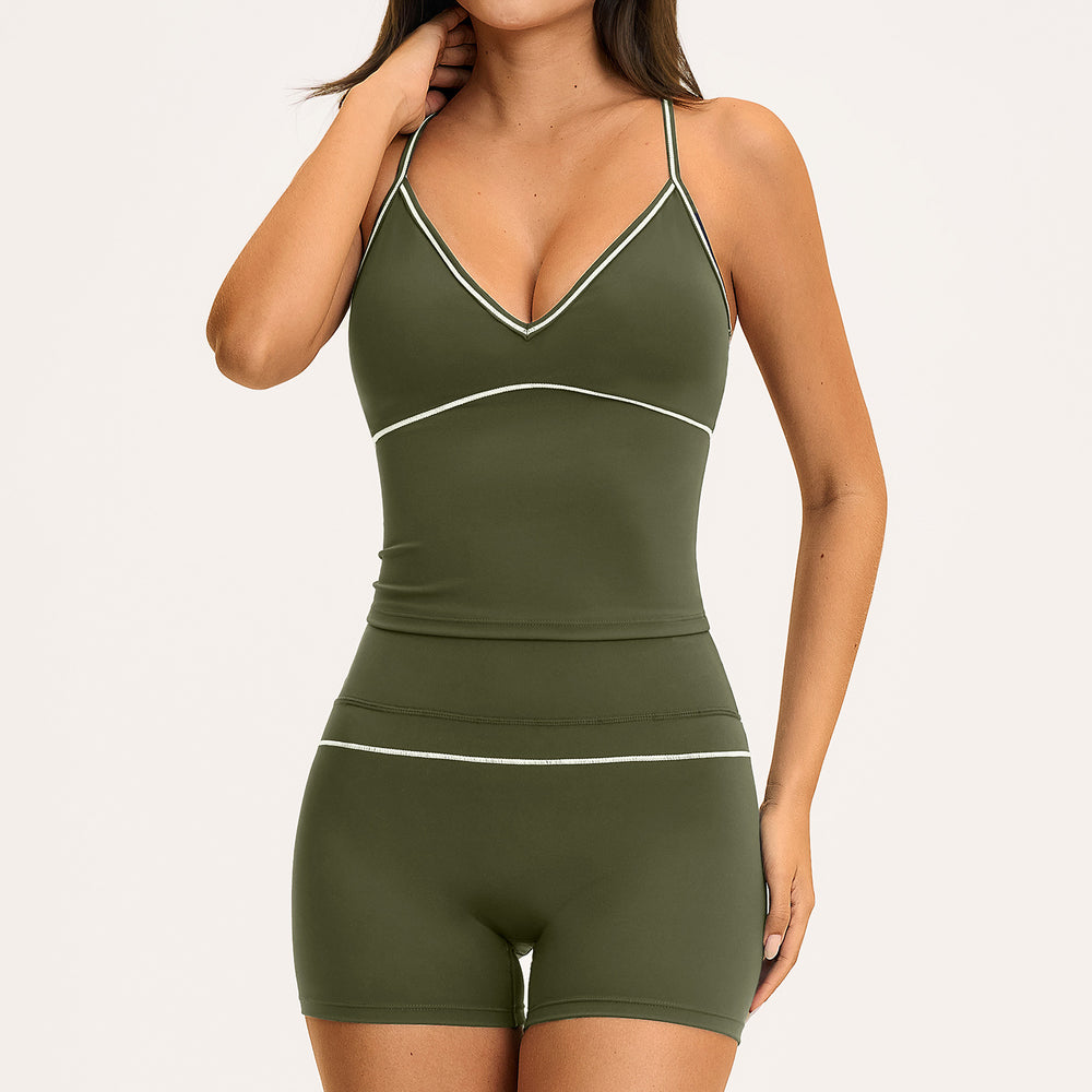new yoga outfit: high-waisted peach lift, color block, push-up, and beautiful back design - activewear set 9615