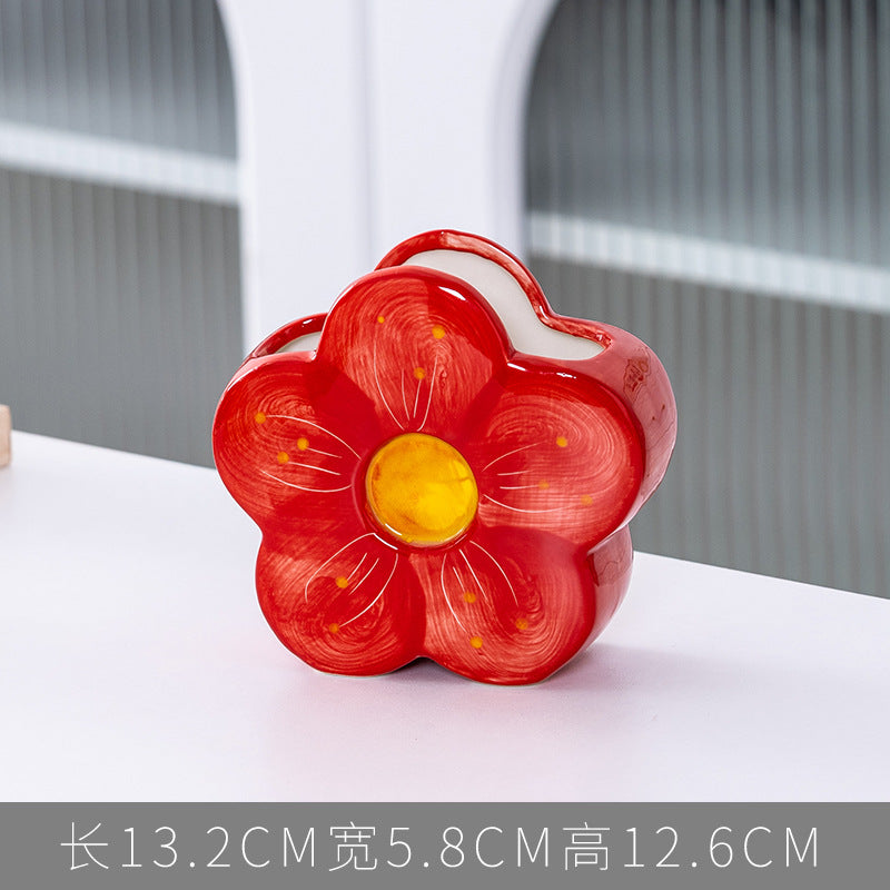 Tulip flower makeup brush holder office pen holder - trendy ins style bedroom decor desktop organizer