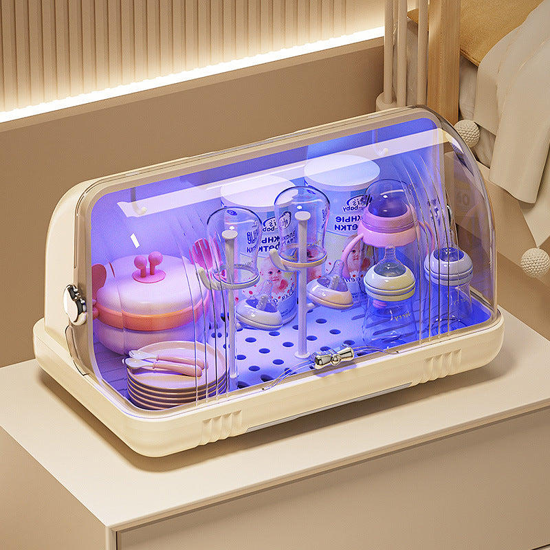Bottle storage box, dustproof ultraviolet disinfection cup, drying drain box, baby, baby complementary food, cupboard rack