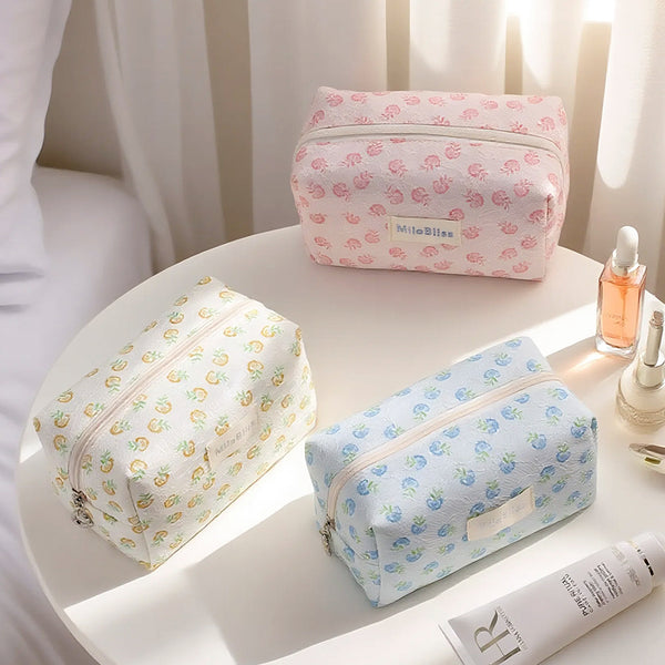 ins Korean fresh flower cosmetic bag large capacity cosmetic storage bag female student multi-functional clutch bag