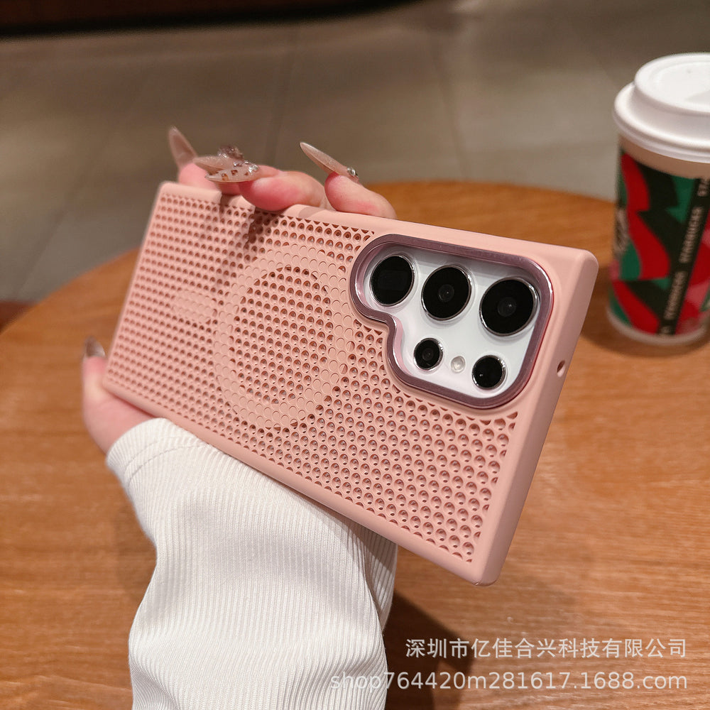 Premium mesh cooling magnetic case for samsung s26 ultra, honeycomb breathable mesh, skin-feel anti-drop for s24/s23