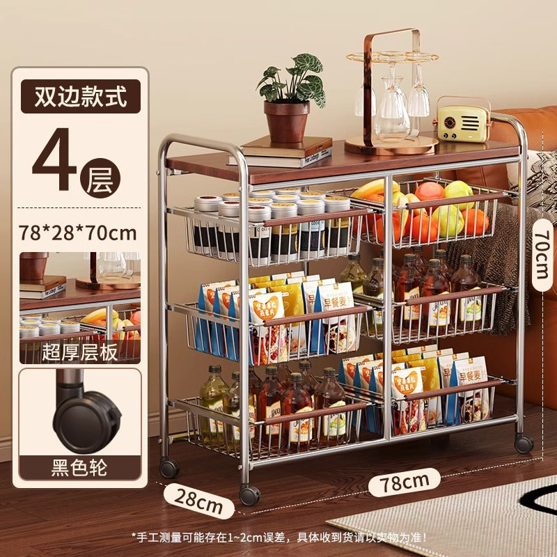 Narrow gap cart - minimalist, light luxury floor storage rack - living room snack organizer - ultra-slim, movable storage for tight spaces