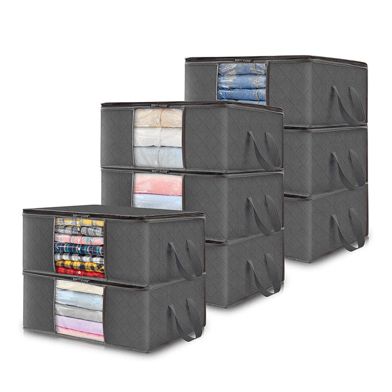 60 liters clothing storage bag, large-capacity quilt, blanket storage box, transparent window 6-piece gray storage box.