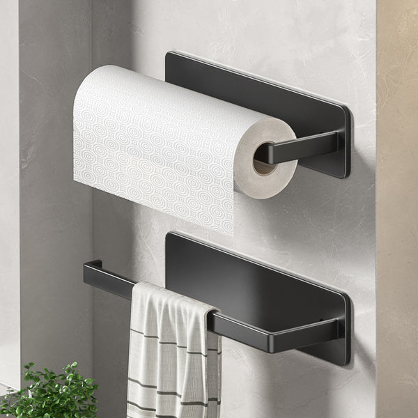 Kitchen tissue rack No punching, strong and non-marking sticker, plastic wrap rag storage rack, self-adhesive roll paper rack