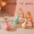 Baby silicone mud scraper spoon eating tableware suit short handle mud scoop tool kids tableware complementary food spoon
