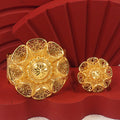 Bracelet and ring set, 24k gold plated luxury floral open bangle, middle eastern dubai style women's everyday accessories