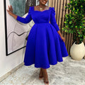 D3354  autumn/winter new women's fashion solid color square neck high waist maxi dress african style