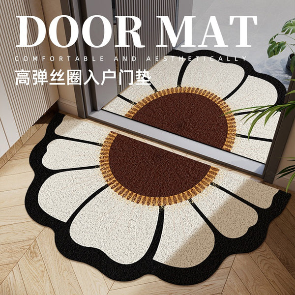 Semicircular silk ring entry door floor mat, door foot mat outside the door can be cut door mat, household indoor door carpet