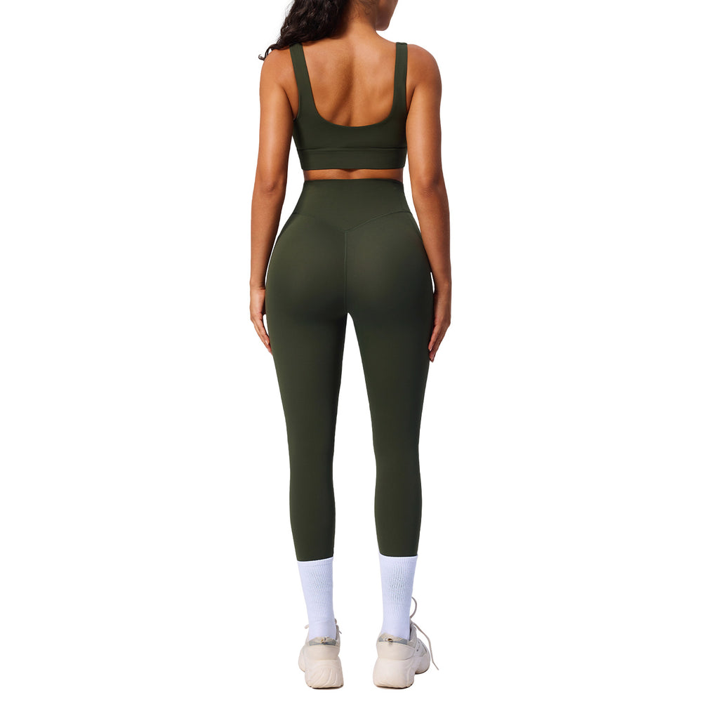 European and american new women's shaping workout set - high waist tummy control pocket yoga outfit - stretchy & breathable fitness set