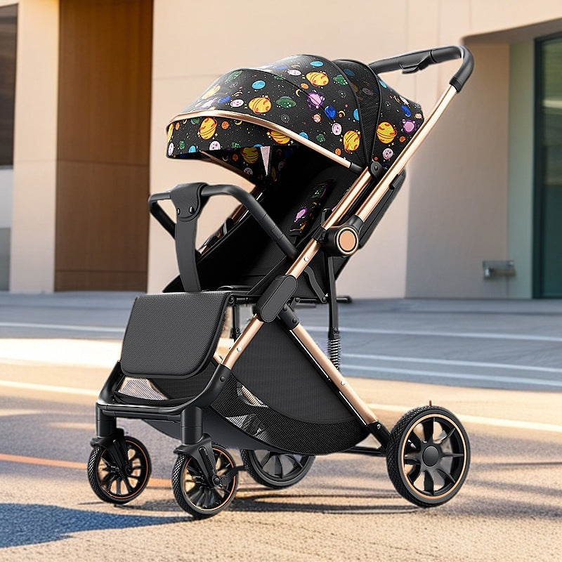 Lightweight newborn foldable high-view two-way new pushing baby stroller - sit & recline options for baby walking