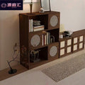 Half wall solid wood bookcase low cabinet storage cabinet all-in-one living room side cabinet combination cabinet storage rack color matching rattan bookshelf