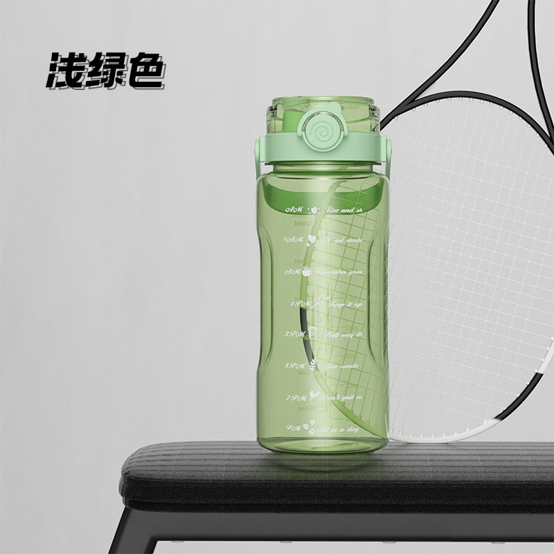 Double drinking large capacity water cup kettle sports 2000ml scale plastic straw cup high temperature resistant water bottle for men and women