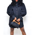 spring & fallplus sizeelegantwork clothinglooselong sleeves lapel shirtdress q026m