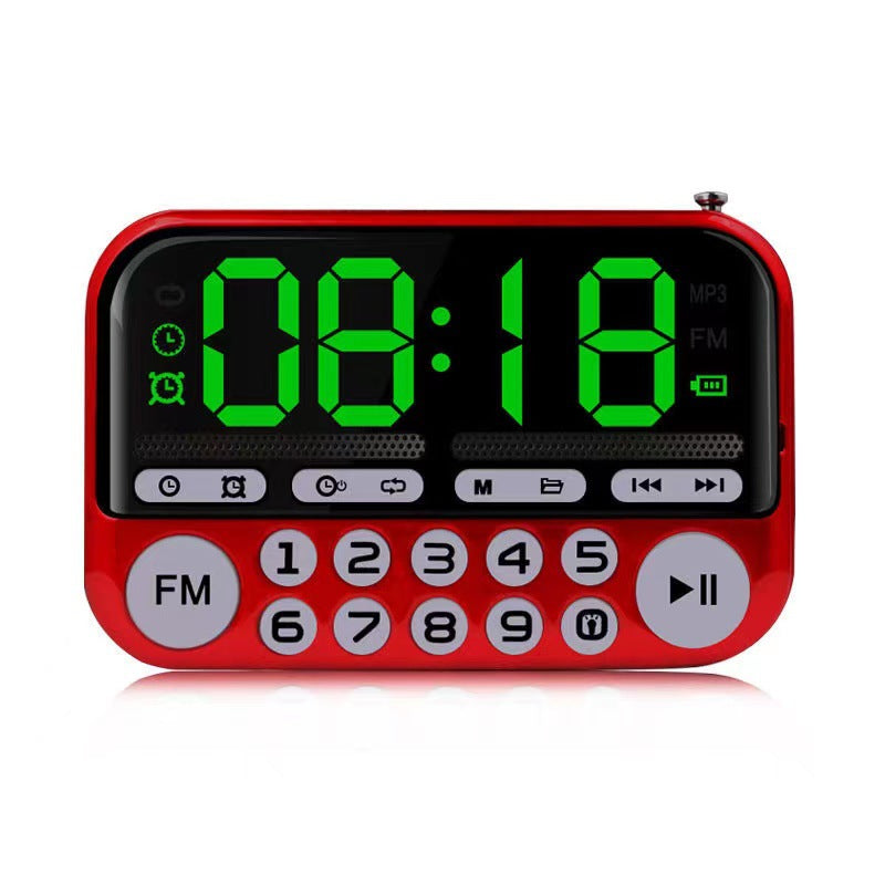 Tuoxiang t-6608 portable mini radio for the elderly, large screen clock, alarm clock, luminous display, card player
