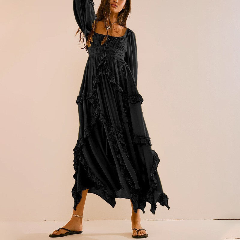summer new european and american style fashionable sexy dress - deep v lace hollow-out beach dress/gown