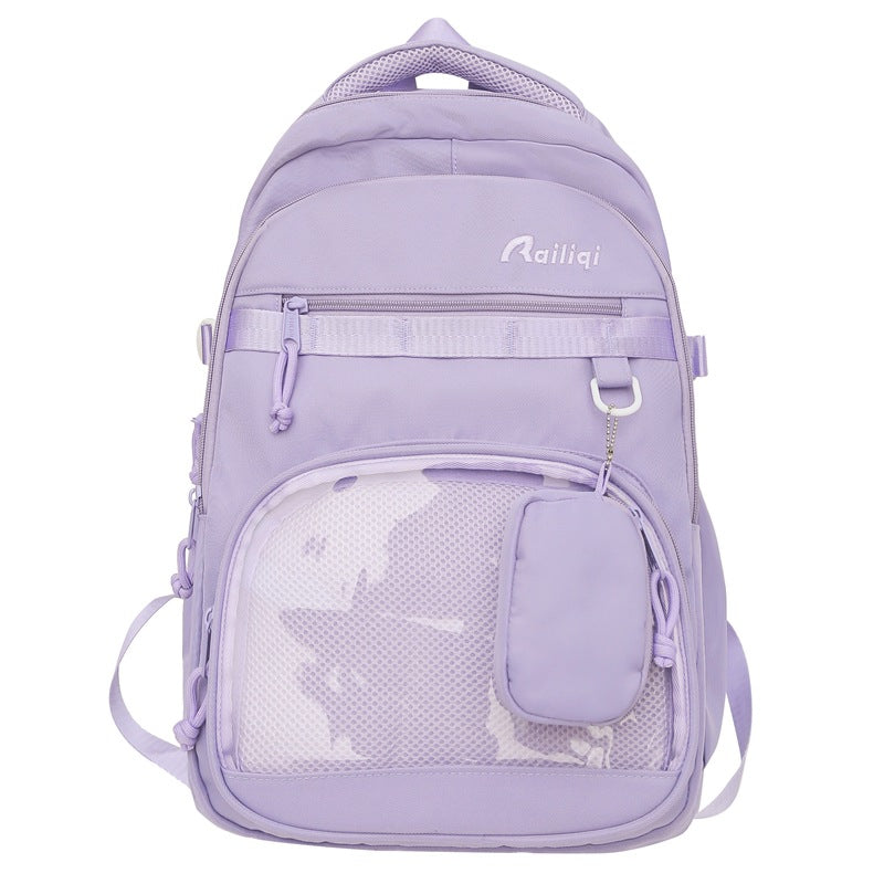 Painful bag girl large capacity school bag new arrivalsweetcute dopamine backpack small hanging bag transparent window wholesale lightweight
