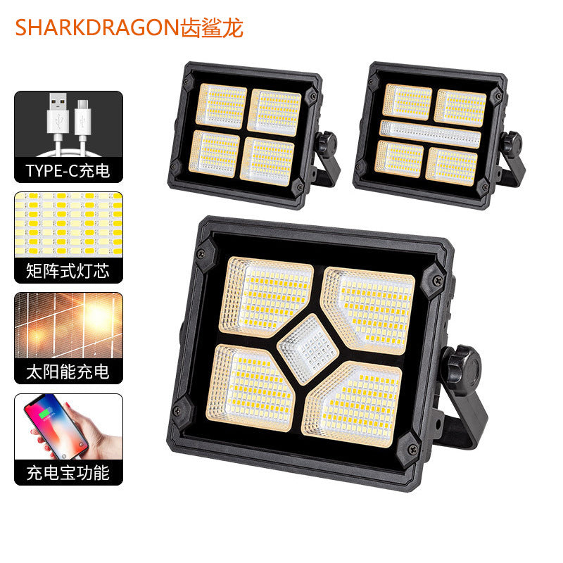Cross-border high-power LED floodlight USB charging Outdoor construction site camping Solar floodlight Emergency lighting