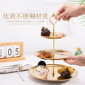 Display stand, light luxury fruit plate, dry snacks, cake, cross-border snacks, table setting, wedding stainless steel tray, three-layer display
