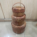 3pcs wood grain round thermal insulation box 780#2.5l-5l-8l