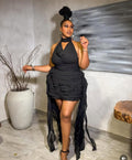 African european and american cross-border cut out backless dress