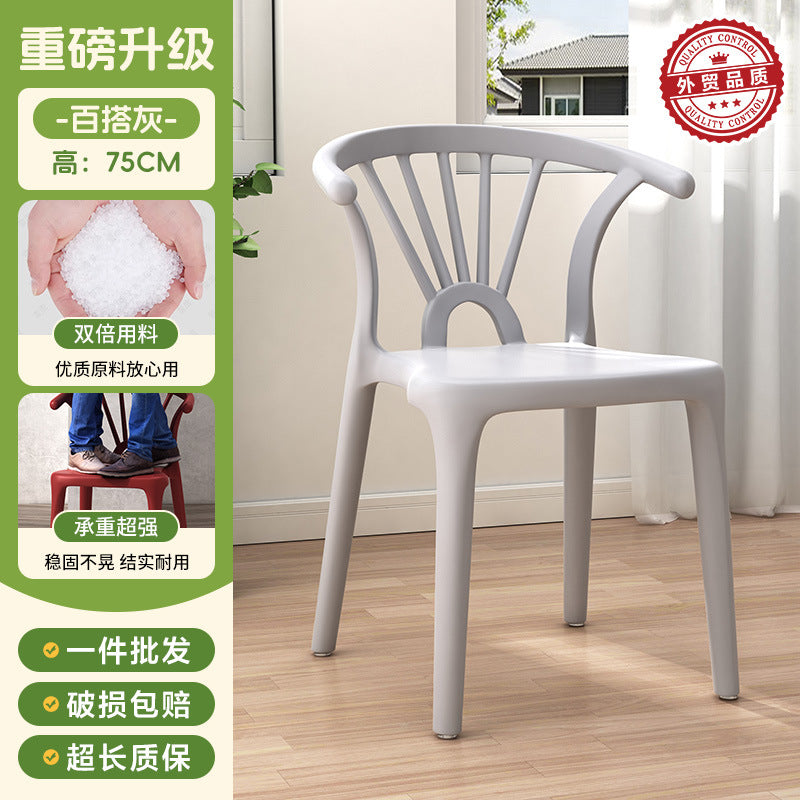 Scandinavian dining table and chairs modern casualthickened stool plastic chair dining chair for home backrest desk chair stackable stool