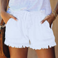 Amazon summer new arrivals  european and american foreign trade elastic waist drawstring casual high-waisted slimming denim shorts women's hot pants