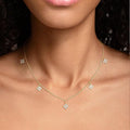 European and american new copper micro-paved zirconia flower pendant necklace, white cubic zirconia four-leaf clover women's choker