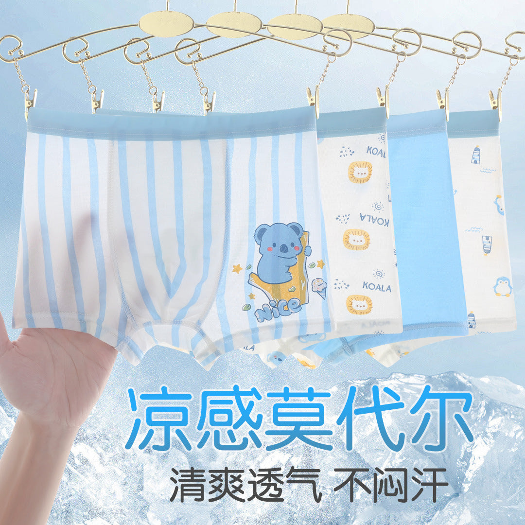 Modal boys underwear summer thin children's flat angle antibacterial crotch boxer shorts boy baby 100% cool