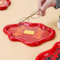 Minimalist style new year red snack tray dried fruit plate living room bedroom desktop organizer office glasses storage tray