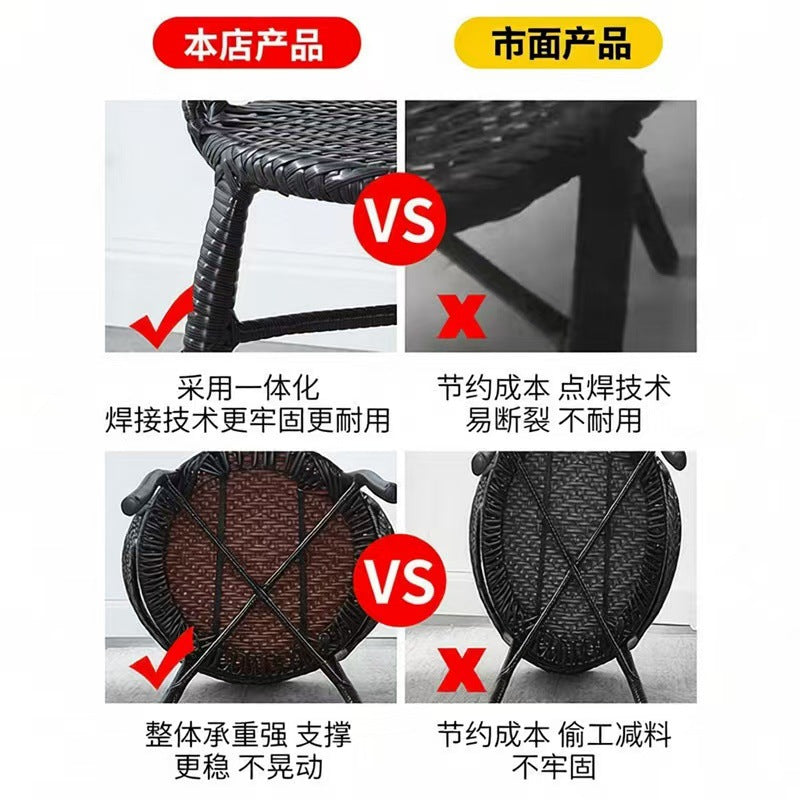 Balcony for home small coffee table house courtyard rattan tea table and chair combination outdoor open-air rattan chair three-piece small round table