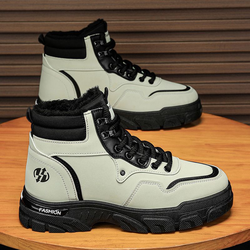 Men's snow boots: winter trendy martin boots, fleece-lined, extra thick, warm, fashionable, retro, anti-slip, wear-resistant, work boots for men