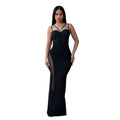 C7663 cross-border   fashion women's elegant rhinestone-embellished camisole dress