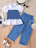 new arrivalsummer children's clothing fashionfashiongirl tops + loose pants two-piece suit