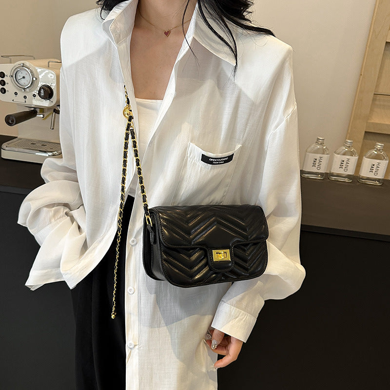 Korean style chic casual high-value 2025 new arrival: trendy embroidered diamond pattern shoulder & crossbody mini square bag for women