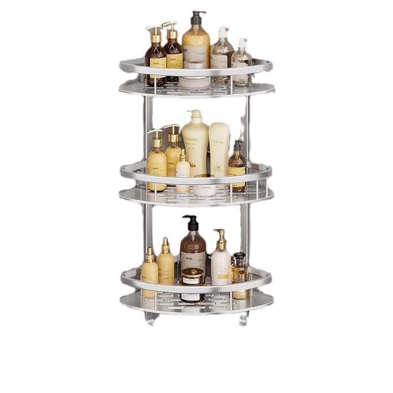 Space aluminum toilet rack bathroom triangular basket non-punching wall rack toilet toilet corner storage rack