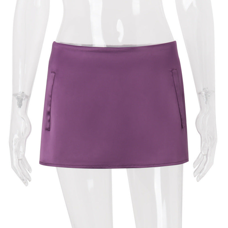 Amazon women's clothing  summer new arrivals: fashionable, high-end, elegant, and alluring satin bodycon mini skirt
