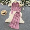 Feminine eleganttwo-piece set autumn classy waist suspender knittingdress+long sleevescardiganoutwear