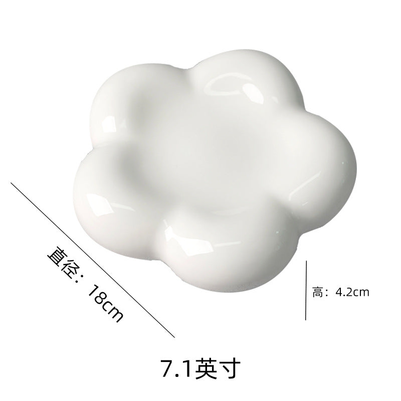 Ins chubby creative pure color ceramic flower plate desktop photo props popular style jewelry plate storage plate