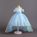 European and american new children's formal dress wedding lace train princess dress girls' piano performance dress girl dress