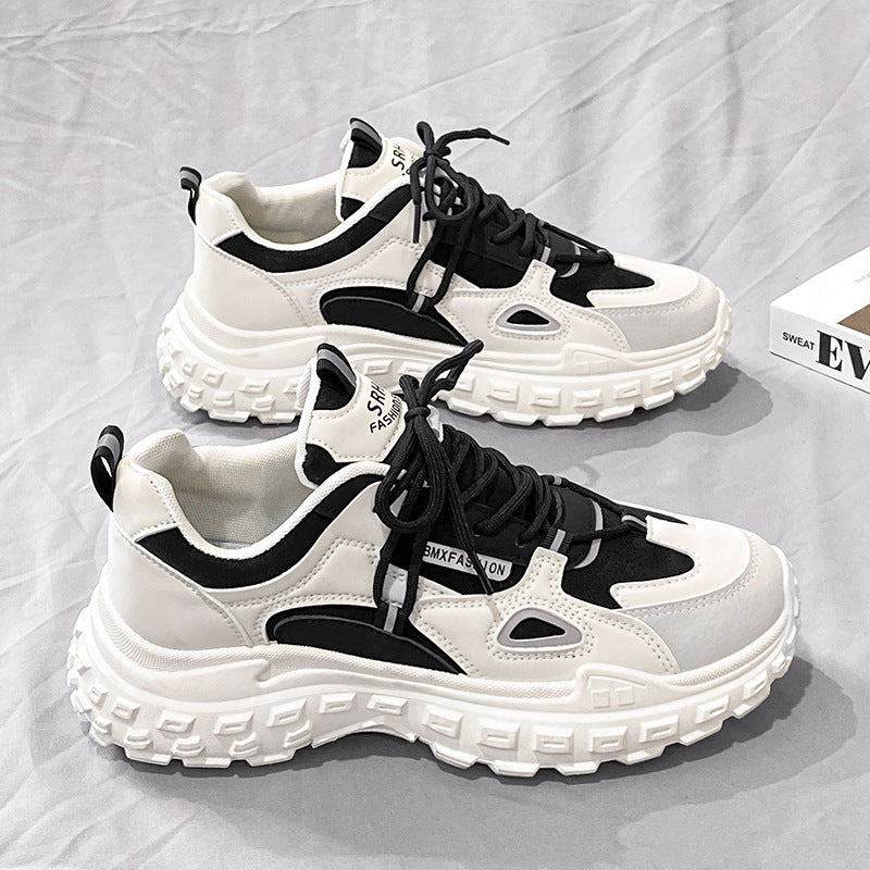 Popular hot-selling men's shoes 2025 new spring versatile casual height-increasing white sports hong kong style dad ins trendy shoes