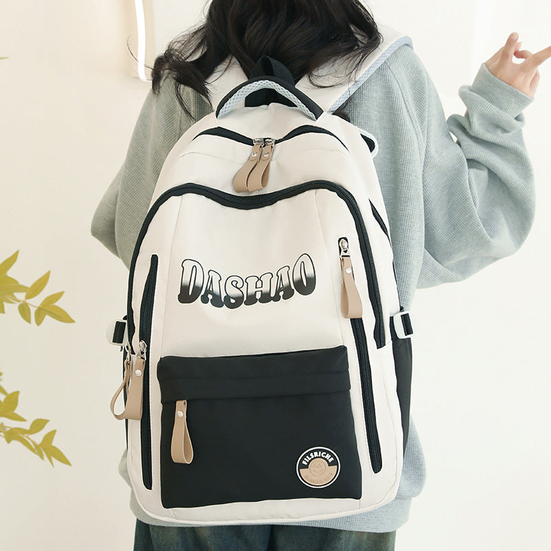 Spring and summer new high school students large-capacity schoolbag lightweight weight backpack primary school students simple and strong backpack