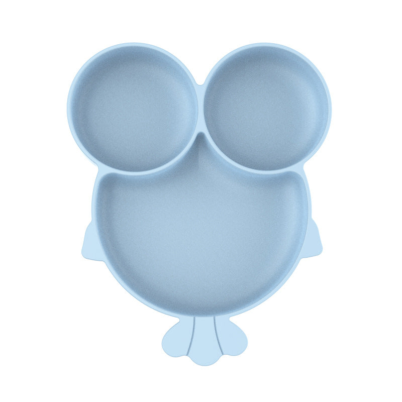 Oem personalized cartoon goldfish food grade silicone divided dinner plate kids learning to eat tableware cartoon silicone dinner plate