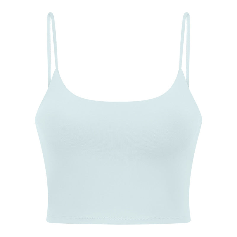 New women's sports yoga tank top with built-in bra pads, sexy spaghetti strap racerback fitness top, yoga camisole c5238