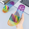 2024 new fashion women's slippers - summer rhinestone stylish ladies' outdoor wear, girly heart-shaped flat color block sandals
