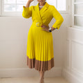 D538  cross-border autumn/winter european and american fashion women's blazer collar chic ol elegant pleated african dress