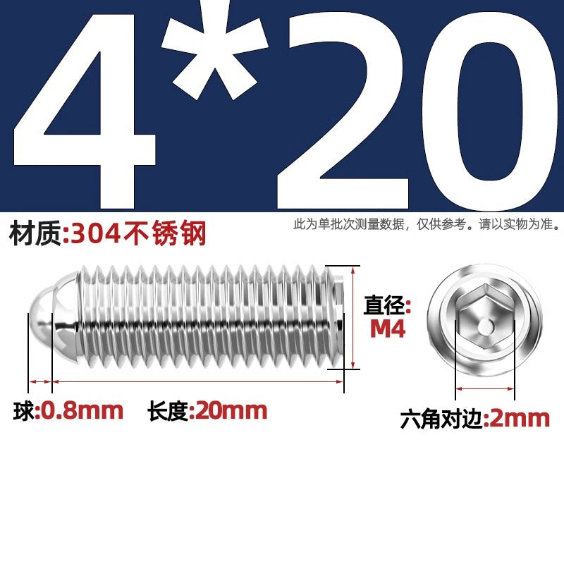 304 stainless steel/12.9 grade wave ball screw steel ball fastening spring ball head spring plunger ball glass positioning ball