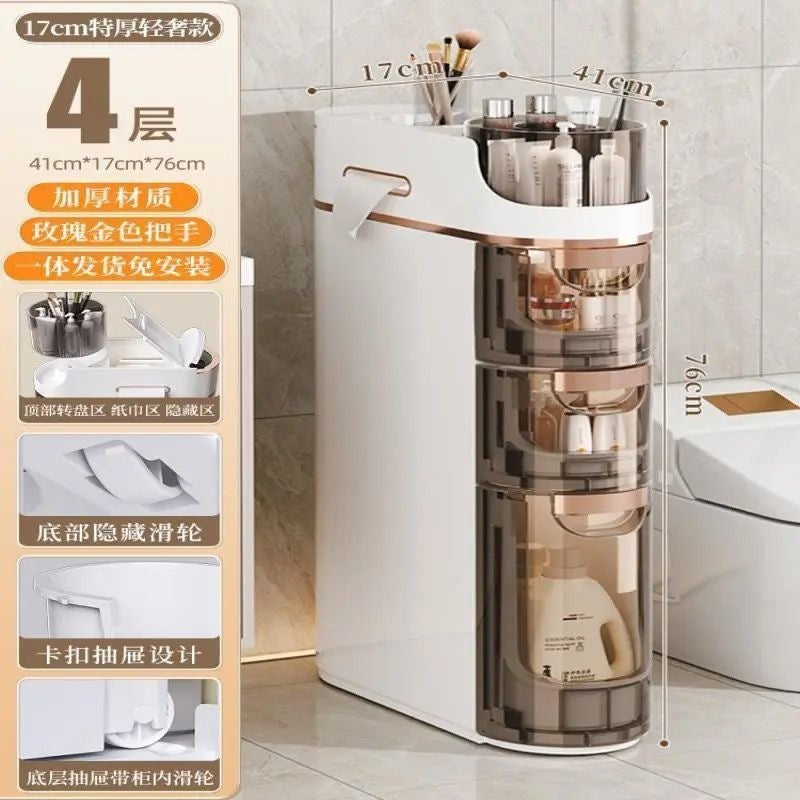 Bathroom slit storage cabinet drawer type toilet narrow slit storage cabinet plastic bathroom slit cabinet ultra-narrow narrow side cabinet